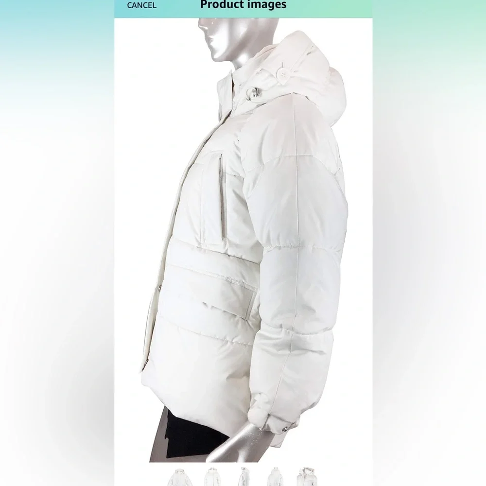 Zara oversized hooded ecru cream neutral puffer jacket Parka pocket size XS NWT - Picture 15 of 16